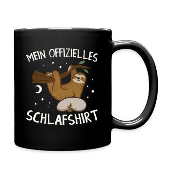 Offizielles Schlafshirt - Faultier Schlafanzug - Tasse einfarbig - Schwarz - Rechts