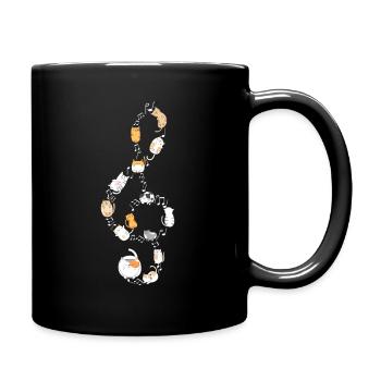 Treble clef cat music notes musician kitten - Full Colour Mug - black - Right