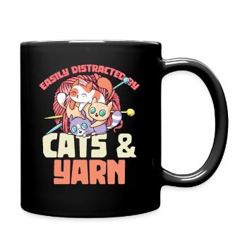 Facilement distrait par les chats et le fil au crochet - Mug uni - noir - Droite
