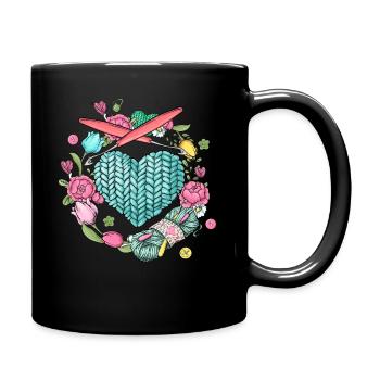 Häkeln Stricken Garn Strickerin Näherin - Tasse einfarbig - Schwarz - Rechts