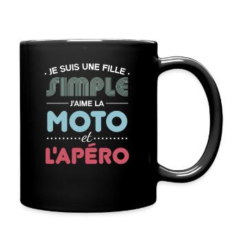 Je Suis Une Fille Simple J aime La Moto Et L apéro - Mug uni - noir - Droite