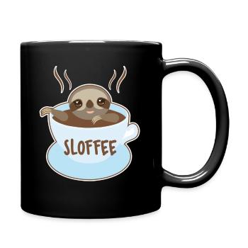 Sloth With Coffee - Full Colour Mug - black - Right