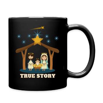 True Story Joseph Maria Jesus Christmas Night - Full Colour Mug - black - Right