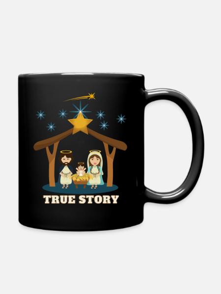 True Story Joseph Maria Jesus Christmas Night - Tasse einfarbig - Schwarz