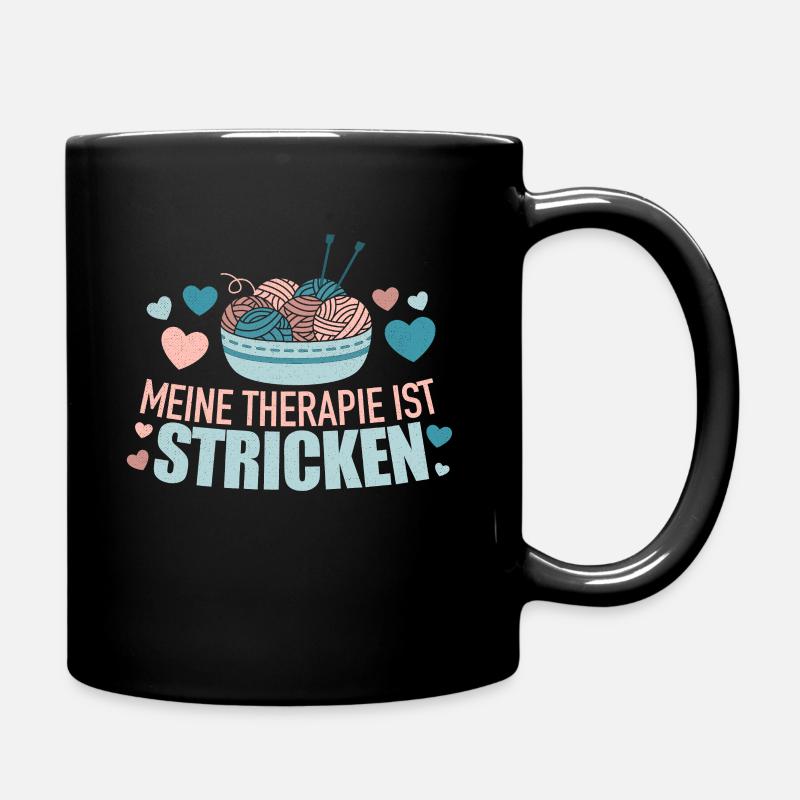 Stricken - Therapie ich muss nur stricken - Tasse einfarbig - Schwarz
