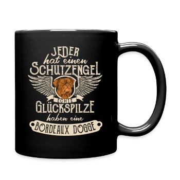 Bordeaux Dogge Hund Witzig Schutzengel Geschenk - Tasse einfarbig - Schwarz - Rechts