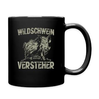 Wildschwein Versteher Jäger Keiler Schwarzwild - Tasse einfarbig - Schwarz - Rechts