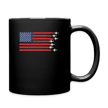 USA flag america flag airplane - Full Colour Mug - black - Right
