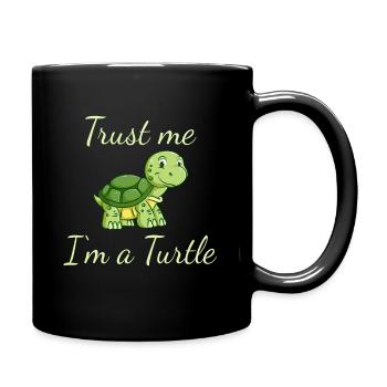 funny turtle - Tasse einfarbig - Schwarz - Rechts