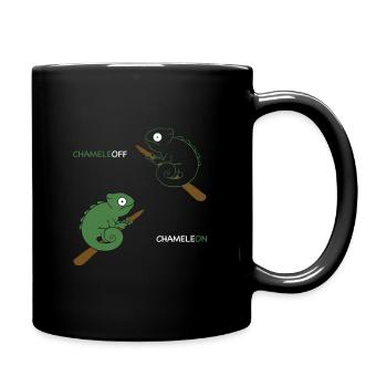 Chamäleon ChameleOFF Tarnung Lustig Reptil - Tasse einfarbig - Schwarz - Rechts