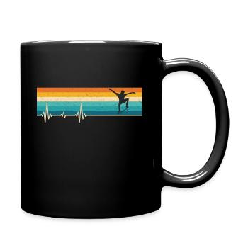 Retro Skateboard Skating Heartbeat - Tasse einfarbig - Schwarz - Rechts