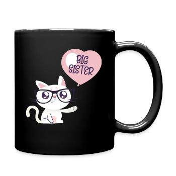 big sister cat - große schwester ballon - Tasse einfarbig - Schwarz - Rechts