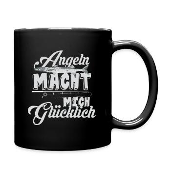 Angeln macht mich glücklich Anglershirt - Tasse einfarbig - Schwarz - Rechts