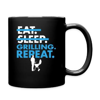 Unique Eat Sleep Grilling Repeat T Shirt - Full Colour Mug - black - Right