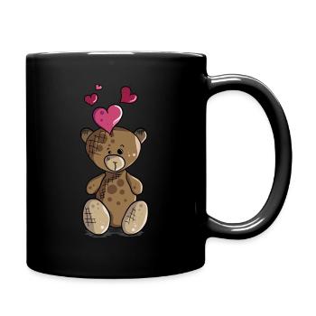 Teddy bear with heart teddy bear motif - Full Colour Mug - black - Right