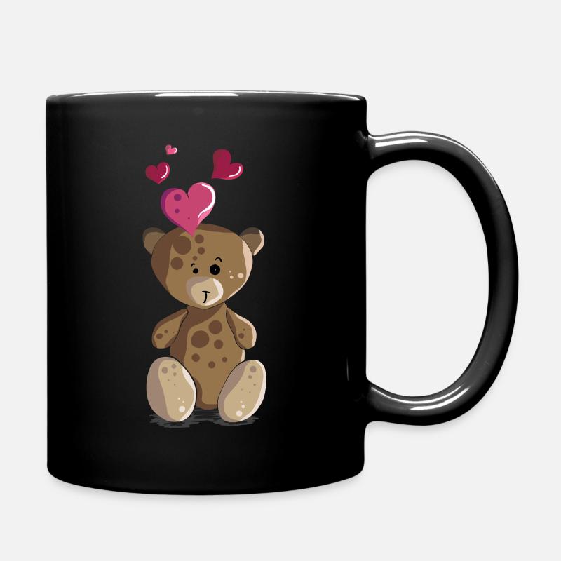Teddy Bär mit Herz Teddybär Motiv - Tasse einfarbig - Schwarz