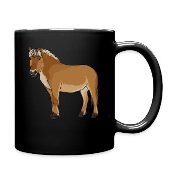 Norwegisches Fjordpferd Geschenk - Tasse einfarbig - Schwarz - Rechts