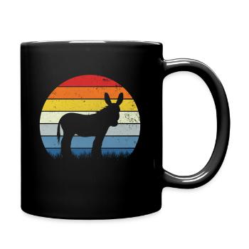 Esel Retro - Tasse einfarbig - Schwarz - Rechts
