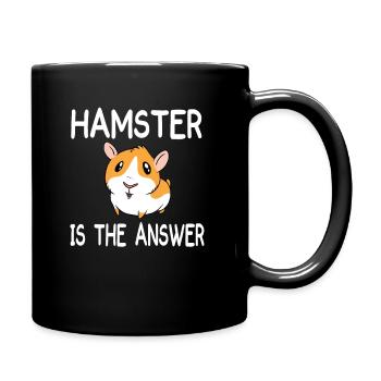 Hamster ist die Antwort Haustier - Tasse einfarbig - Schwarz - Rechts