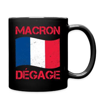 Macron dégage drapeau France gilet jaune révolte - Mug uni - noir - Droite