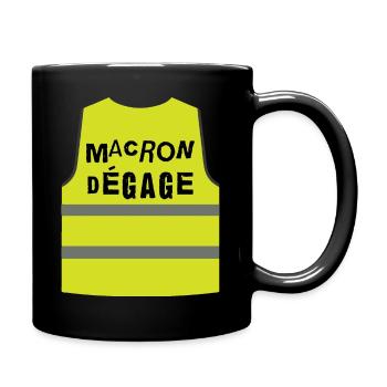Macron dégage gilet jaune anti finance Référendum - Mug uni - noir - Droite
