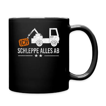 Abschlepper Abschleppwagen Geschenkidee - Tasse einfarbig - Schwarz - Rechts