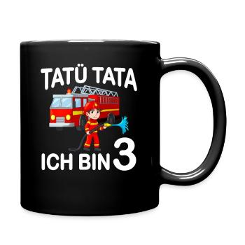 Feuerwehrmann Ich bin 3 Kindergeburtstag Geschenk - Tasse einfarbig - Schwarz - Rechts