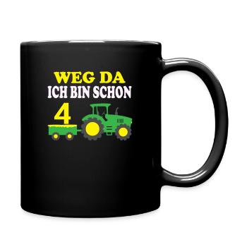 Kinder 4 Geburtstag Traktor Trecker Jahre Geschenk - Tasse einfarbig - Schwarz - Rechts