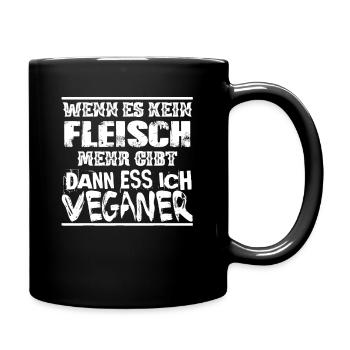 Veggie Vegan Vegetarier Pescetarier Öko Studenten - Tasse einfarbig - Schwarz - Rechts