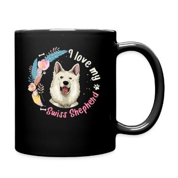 Geschenkidee Weißer Schweizer Schäferhund - Tasse einfarbig - Schwarz - Rechts