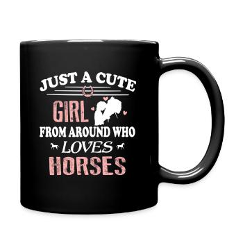 Horses Neighborhood Girl Loves - Full Colour Mug - black - Right