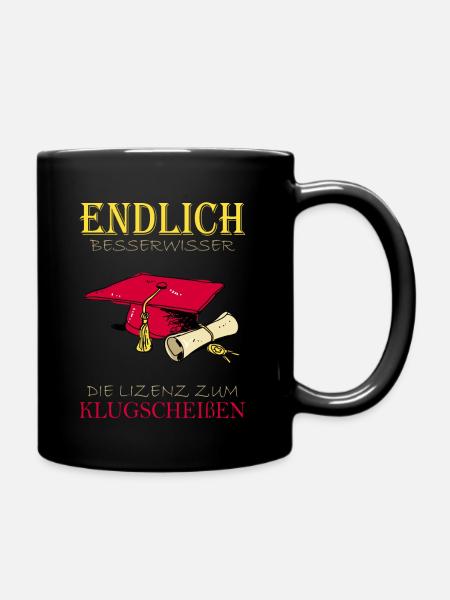 Lizenz zum Klugscheißen - Tasse einfarbig - Schwarz