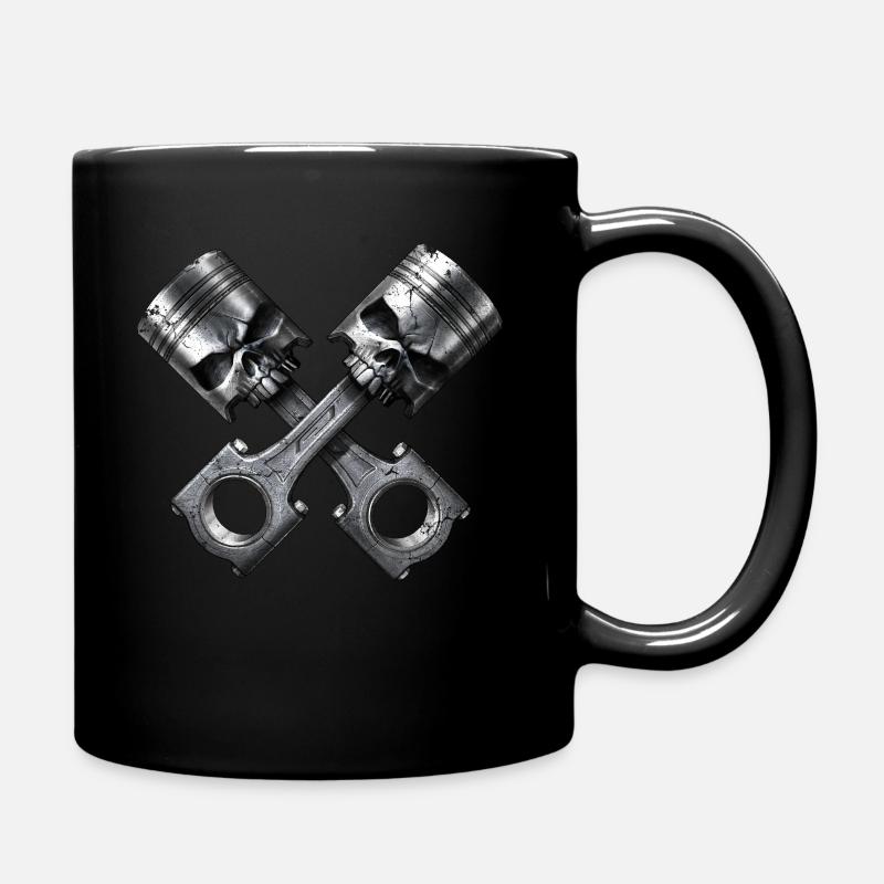 Totenkopf Motor Kolben - Tasse einfarbig - Schwarz