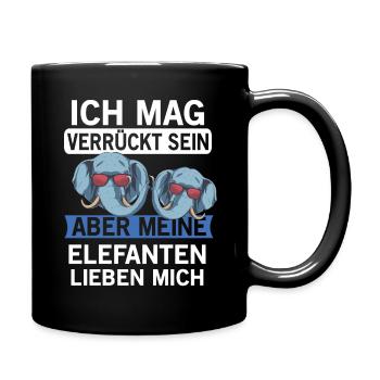 Elefanten Elefant - Tasse einfarbig - Schwarz - Rechts
