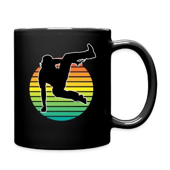 Retro parkour freerunning parkour runner silhouette - Full Colour Mug - black - Right