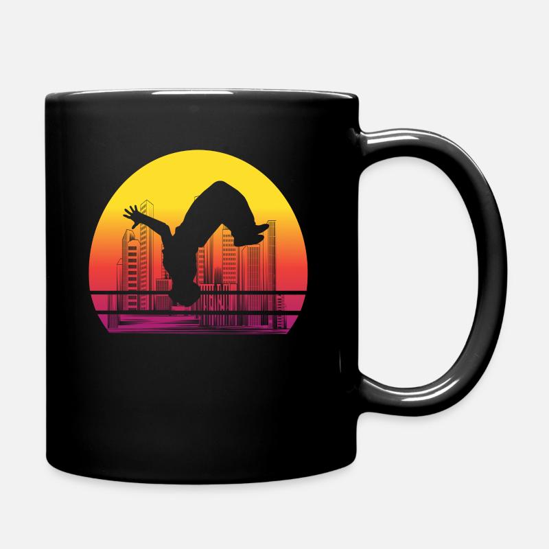 Parkour Backflip Siluette Freerunning Geschenk - Tasse einfarbig - Schwarz