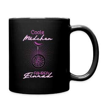 Coole Mädchen Fahren Einrad Einradfahrerin Motiv - Tasse einfarbig - Schwarz - Rechts