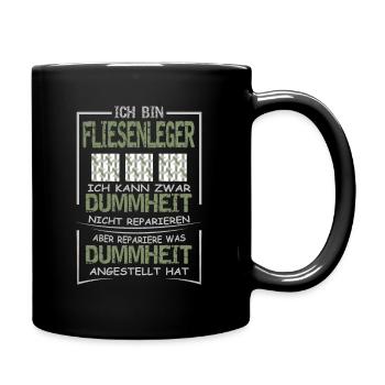Fliesenleger - Tasse einfarbig - Schwarz - Rechts