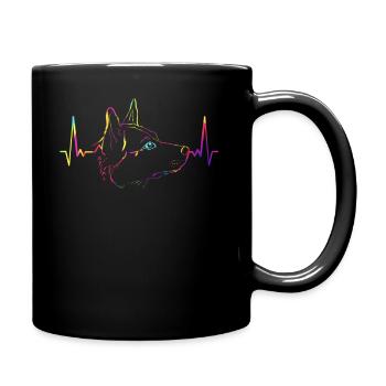 EKG d'art de ligne de chien de bétail australien coloré - Mug uni - noir - Droite
