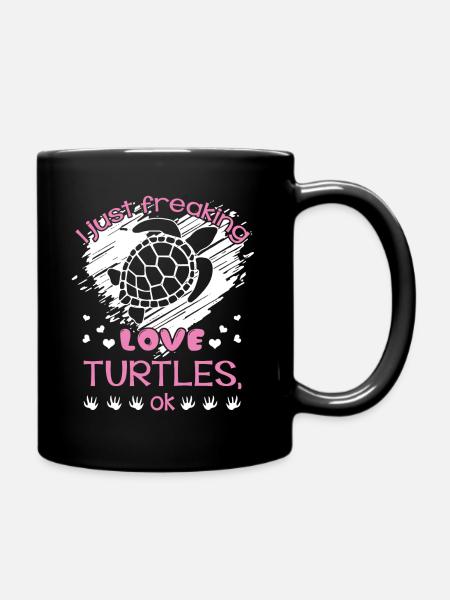 Turtle I Freaking Love Turtles - Tasse einfarbig - Schwarz