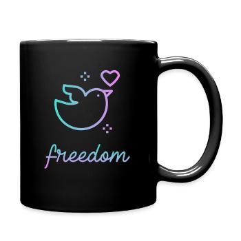 Oiseau amoureux liberté paix amour - Mug uni - noir - Droite