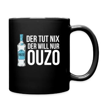 Ouzo Geschenk in Griechenland in Griechisch Saufen - Tasse einfarbig - Schwarz - Rechts