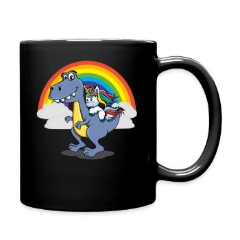 Licorne dinosaure arc en ciel drôle coloré et drôle mignon - Mug uni - noir - Droite