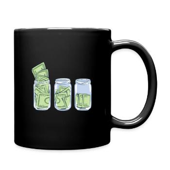 Billets d'un dollar dans un verre - Mug uni - noir - Droite