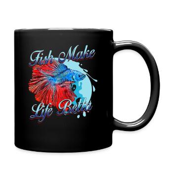 Fish Make Life Betta - Tasse einfarbig - Schwarz - Rechts
