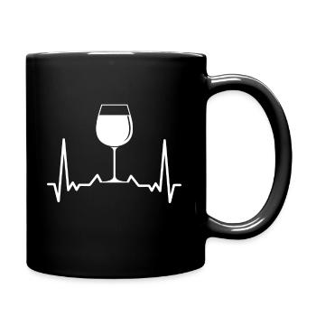 Wine heartbeat wine glass white wine red wine - Full Colour Mug - black - Right