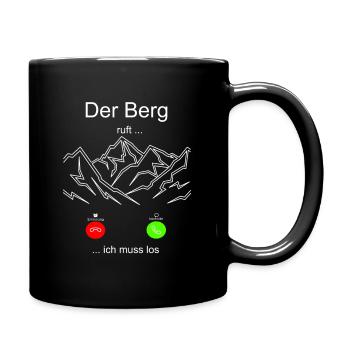 Der Berg ruft ich muss los Anruf lustiges Wandern - Tasse einfarbig - Schwarz - Rechts