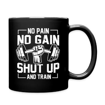 No Pain No Gain Weighlifter Pre-workout Motivation - Tasse einfarbig - Schwarz - Rechts