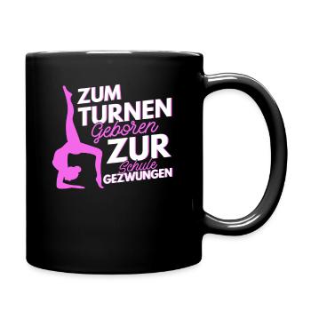 Turnen Turnerin Schülerin Gymnastik Geschenk - Tasse einfarbig - Schwarz - Rechts