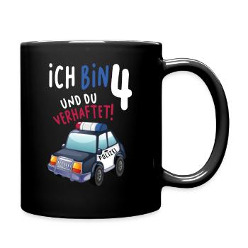 4. Geburtstag Polizei Geschenk 4 Jahre Polizist - Tasse einfarbig - Schwarz - Rechts
